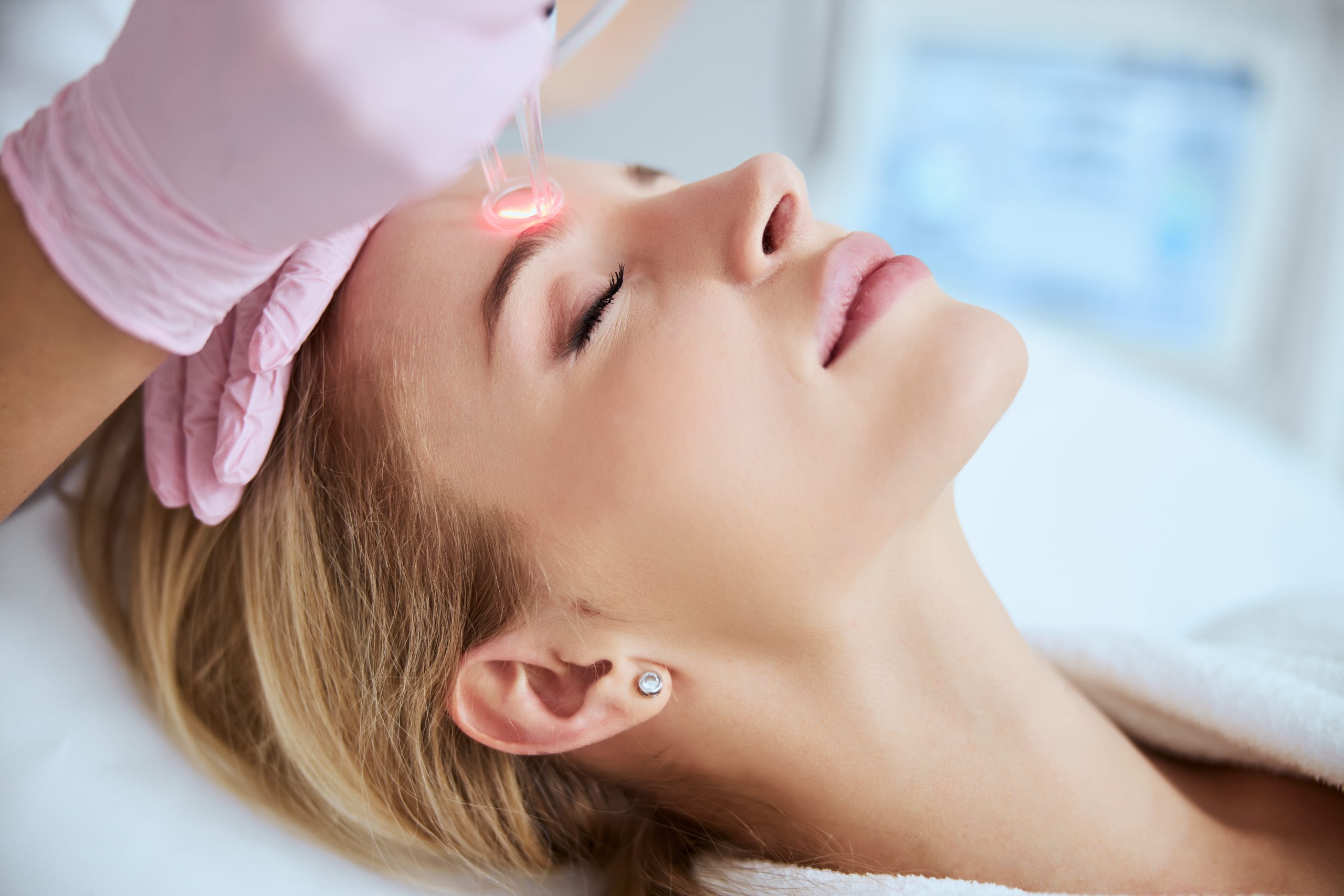 Young patient getting rid of forehead wrinkles Young patient getting rid of forehead wrinkles